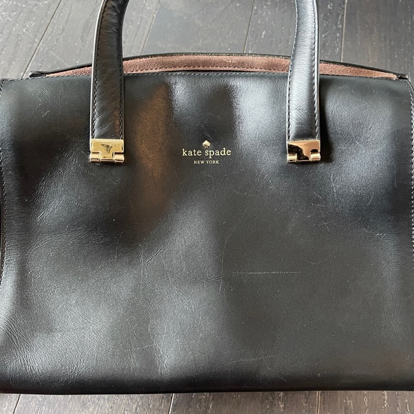 Kate Spade Black/Brown Leather and Suede Zip Satchel handbag - Picture 5 of 13